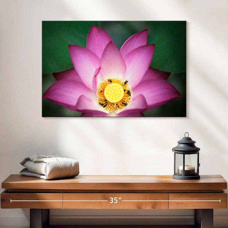 Harnek Bees On Lotus, 16" H x 24" W