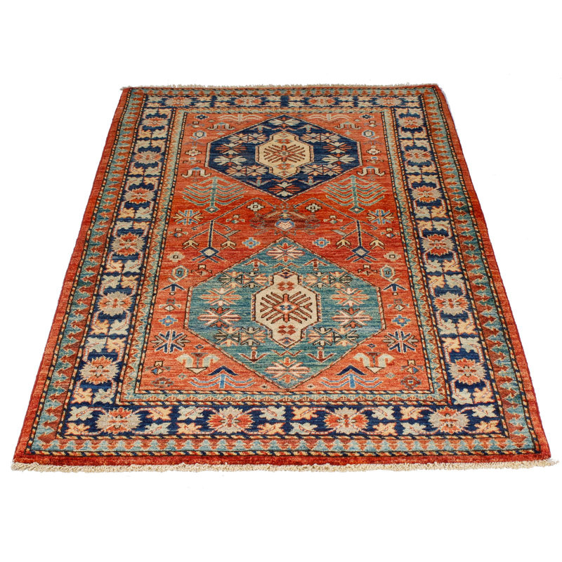 Tapis traditionnel rouge et bleu marine 3x5