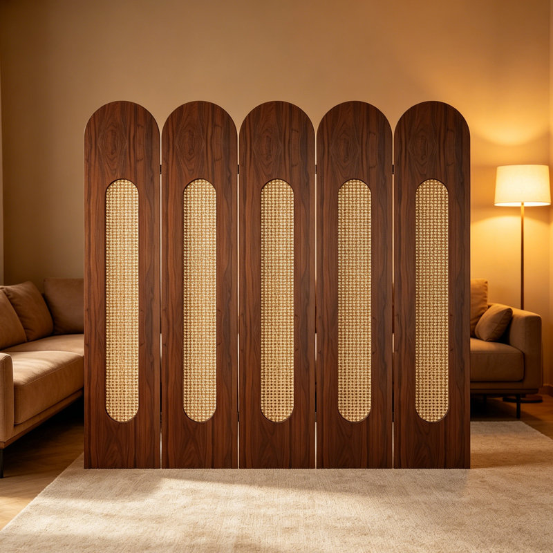 Paravent de chambre en imitation rotin rétro, 70.87" H x 31.5" W x 0.71" D