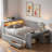 Modern Daybed With Storage Shelves, Drawers, Trundle, Charging Station, Led Light, Desk And Cabinet-1320795325