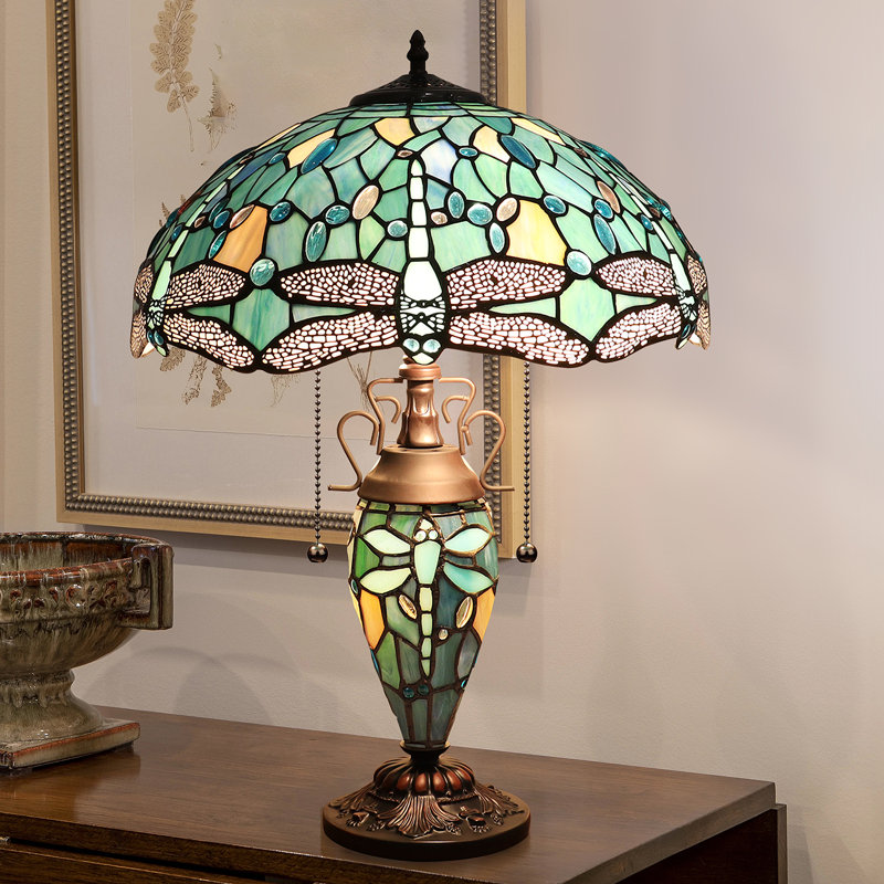  Lampe de table à lumière double 3 lumières SUNNIVA Dragonfly Tiffany