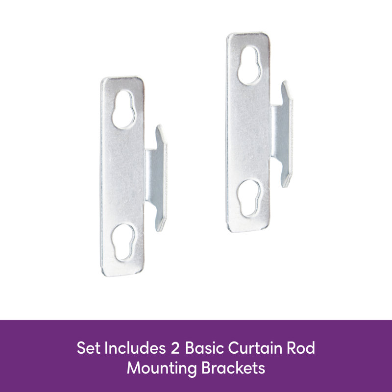 Mounting Bracket Set for Basic Curtain Rod, Silver Steel - Basics by Wayfair™