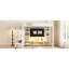 Lit mezzanine en métal avec meuble télé, marches et agencement pratique - garde-robe d'escalier blanc Pure-929111429