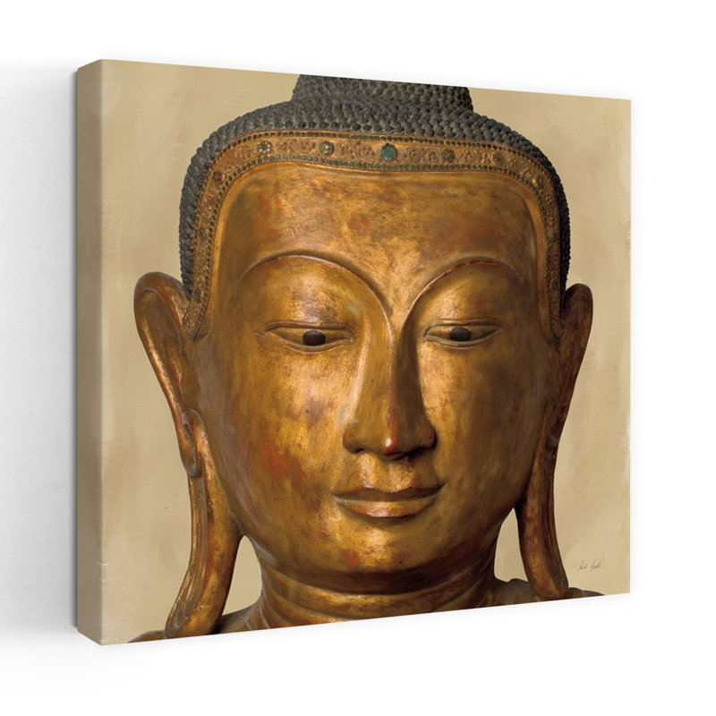 Bouddha doré, art abstrait contemporain, H 18 po x l 18 po
