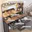 Bureau de coiffeuse avec miroir à DEL, tiroirs de rangement et prises de courant intégrées-1866116226