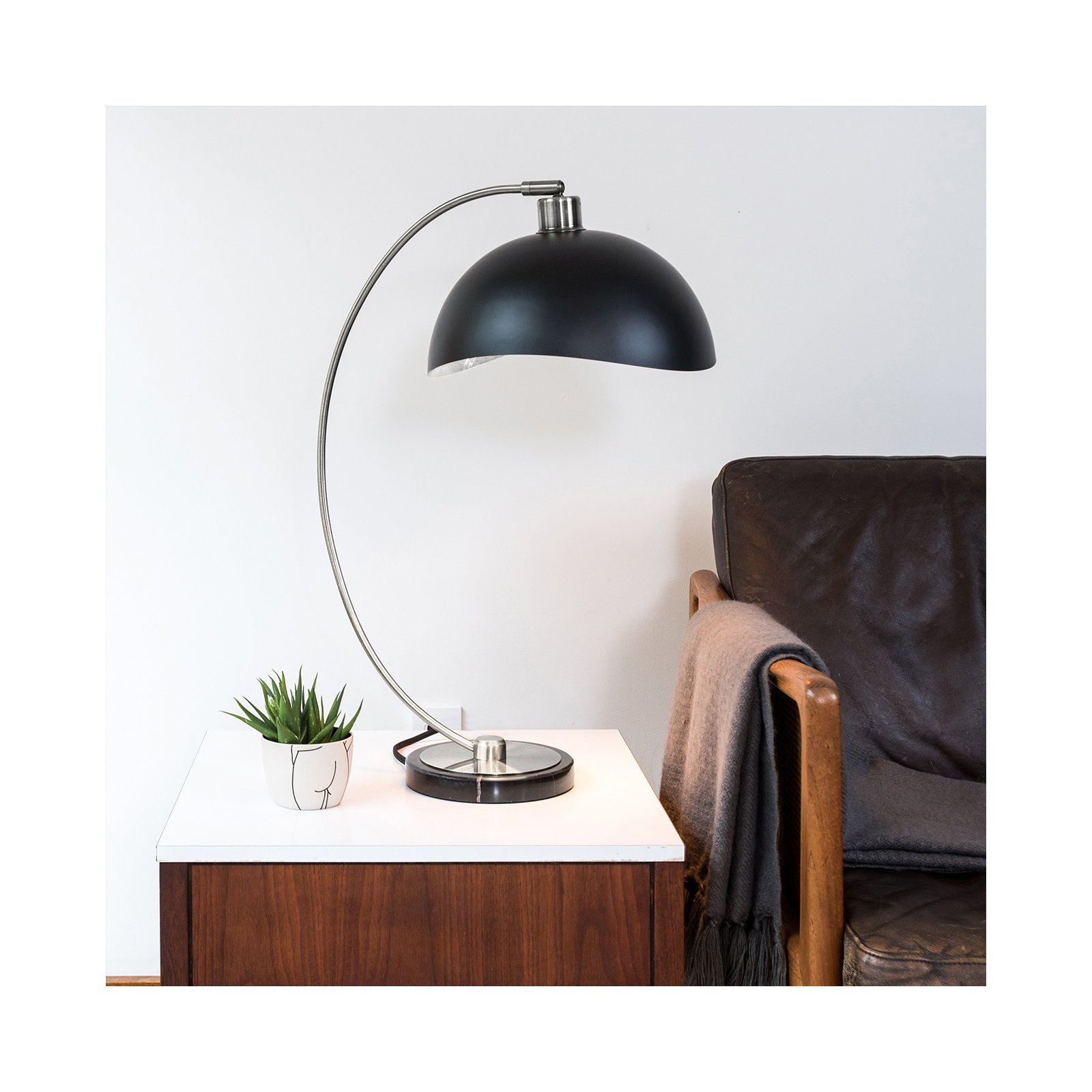 Luna Bella Bella 24" Dimmable Table Lamp, Matte Black, Black