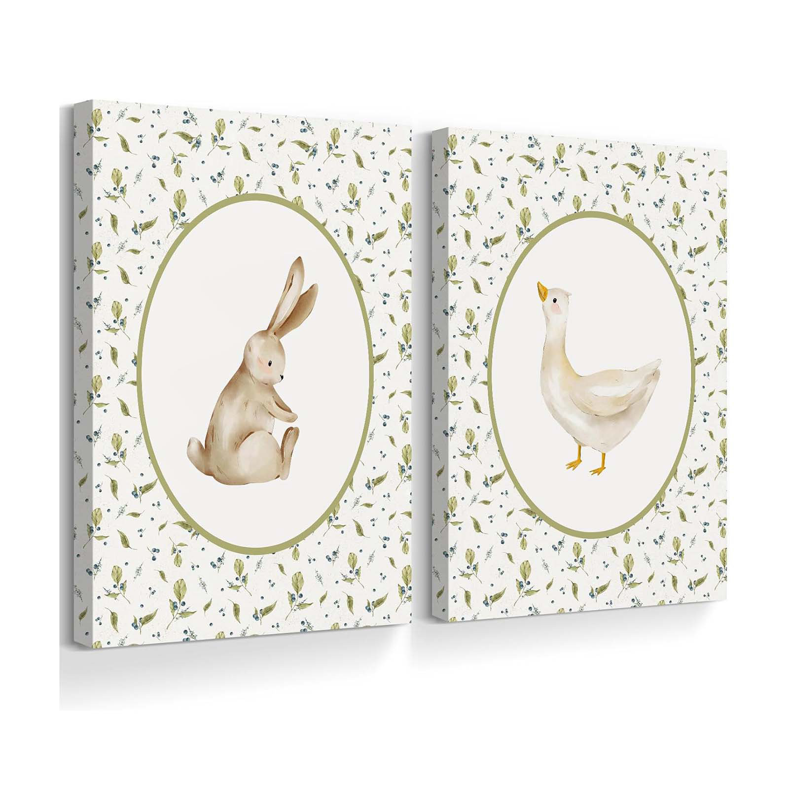August Grove Vintage Nursery Wall Art Cute Goose Canvas Poster Bunny ...