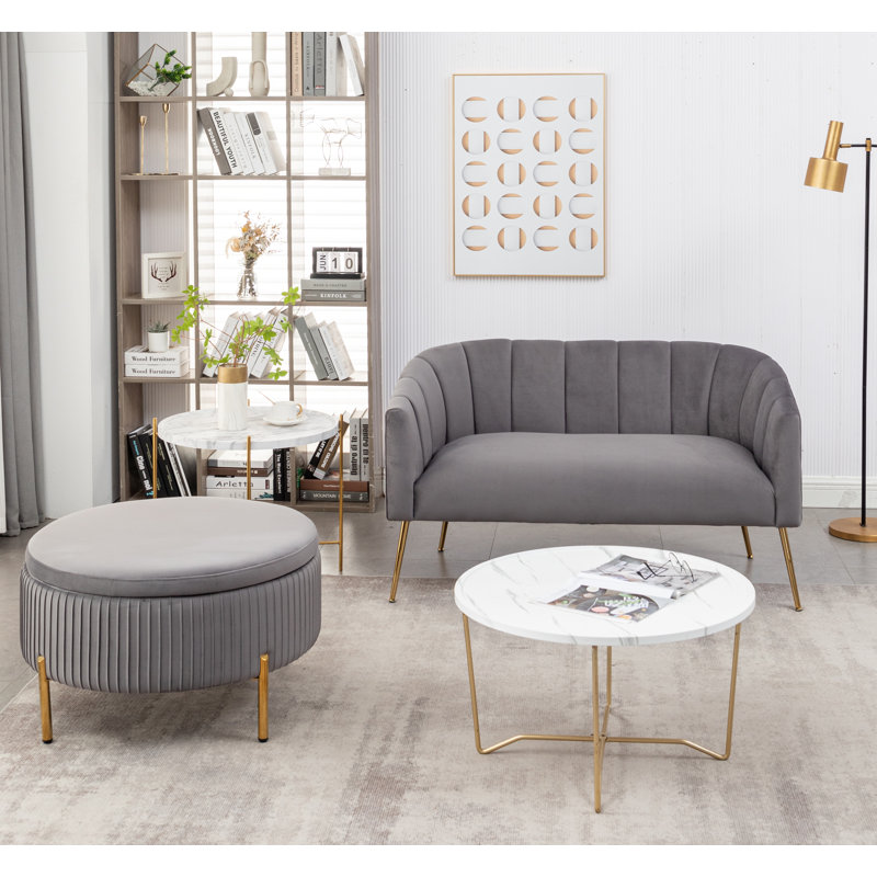 Ensemble de salon 2 pièces Marialana, Velours gris