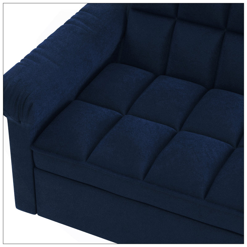 Loveseats Sofa Bed With Pull-Out Bed,Adjsutable Back-Blue