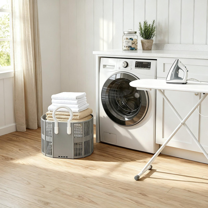 Collapsible Laundry Basket With Handles, Durable Space-Saving Storage Basket (Grey), Gray