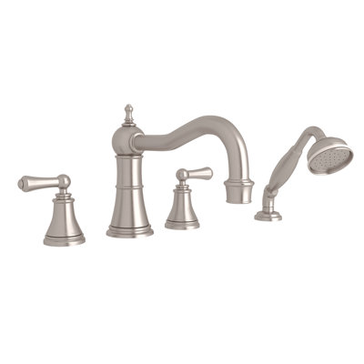 Georgian Era 4-Hole Deck Mount Tub Filler With Column Spout