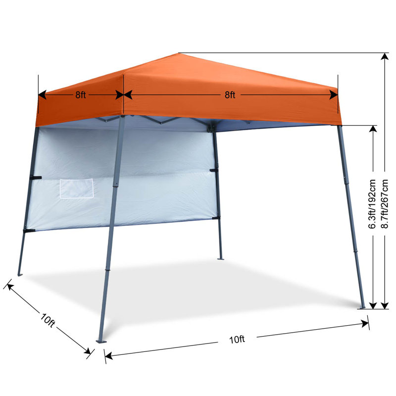 10 pi. L 10 pi. D Toile escamotable en acier, Orange