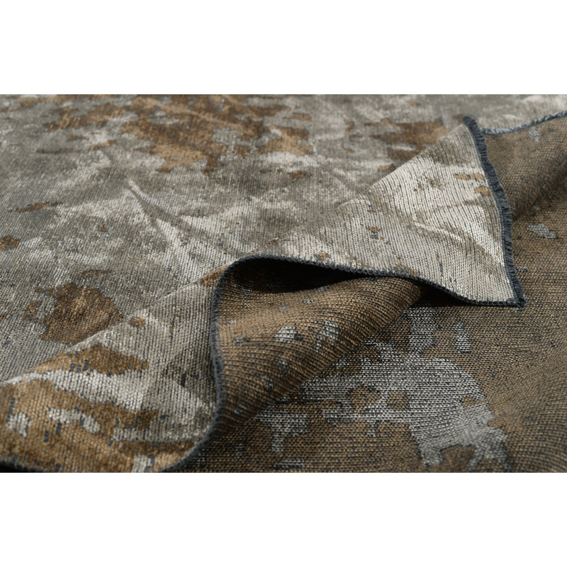 Rapture Abstract Cotton Gray/Light Brown Area Rug, Rectangle 7'10" x 9'10"