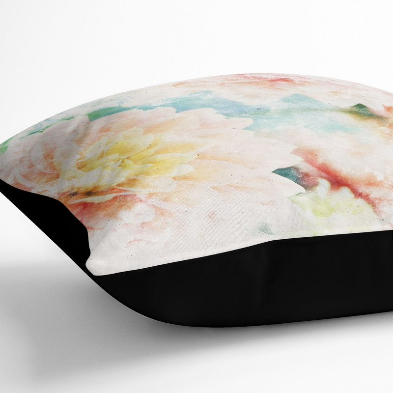 Floral Square Throw Cushion, Black, 40cm H x 40cm W x 15cm D