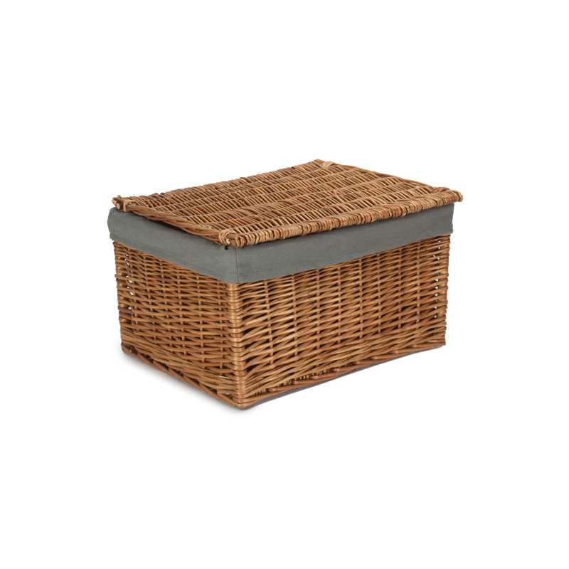 Wicker Extra Large Lined Storage Hamper Basket, Double Steamed/Grey