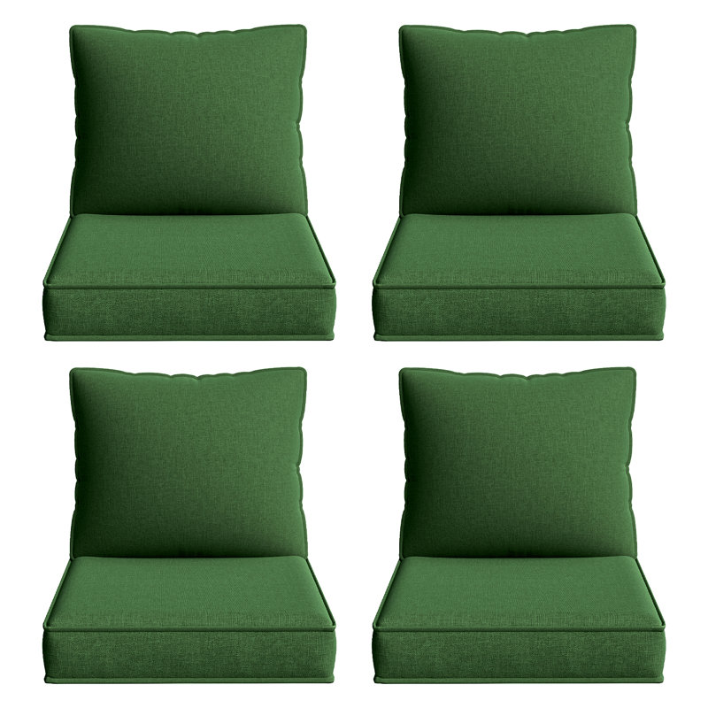 8-pcs Patio Individual Chair Cushion Covers – 4" Thick Water-repellent Replacements For 4-seat Sectional Sofa, Green