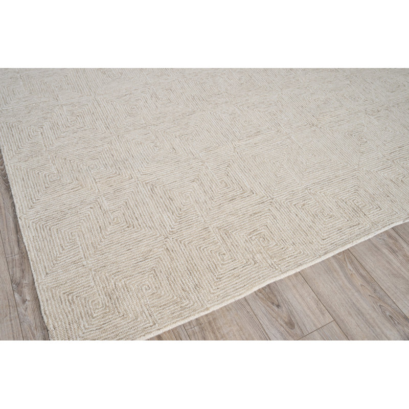 Caprice Geometric Handmade Tufted Area Rug, Rectangle 10' x 14', Dark Beige/Ivory