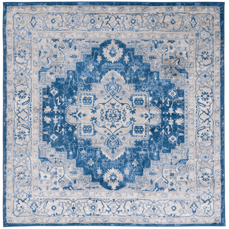 Aurich 851 Area Rug In Navy / Grey, Square 6'7"