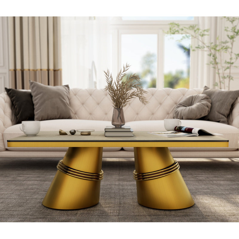 Salon en verre de 50 pouces, magnifique rectangle avec pieds en acier inoxydable