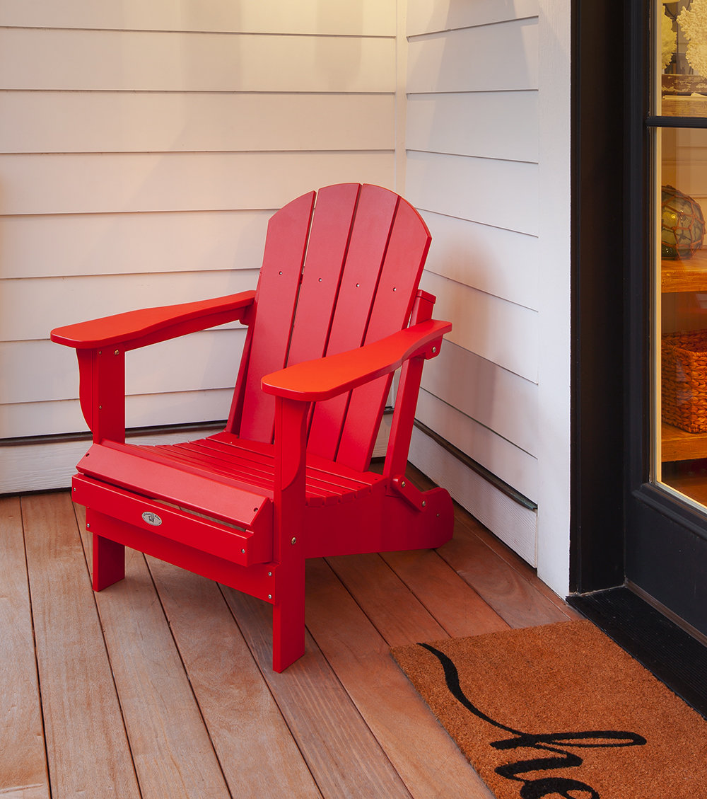 Berngar Foldable Outdoor Adirondack Chair, Red