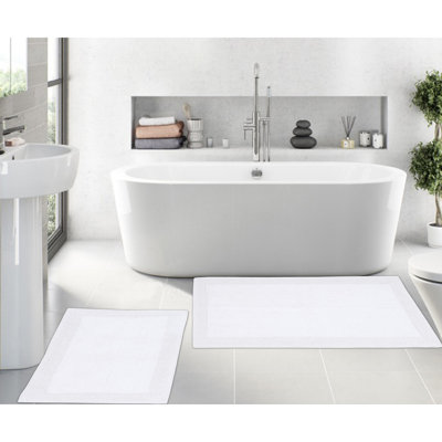 Tapis de bain luxueux 100% coton (ensemble de 2) réversible