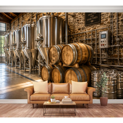 Wall Mural Peel and Stick Wallpaper Barrels beer brewery bar Self-Adhesive Removable Contact Paper Wall Decor for Living Room Bedroom 100"H x 144"W