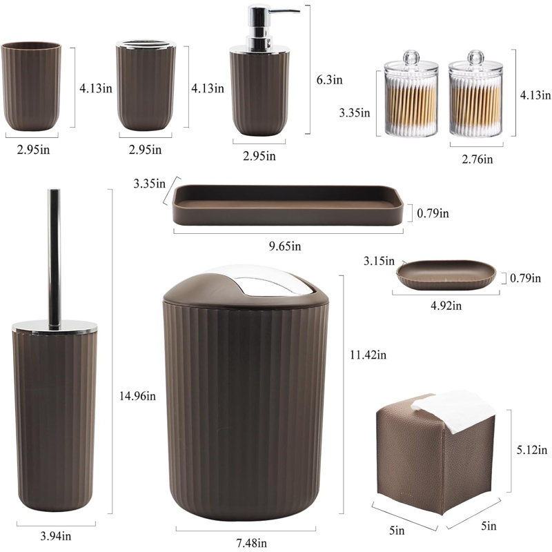 Brown Bathroom Accessory Set