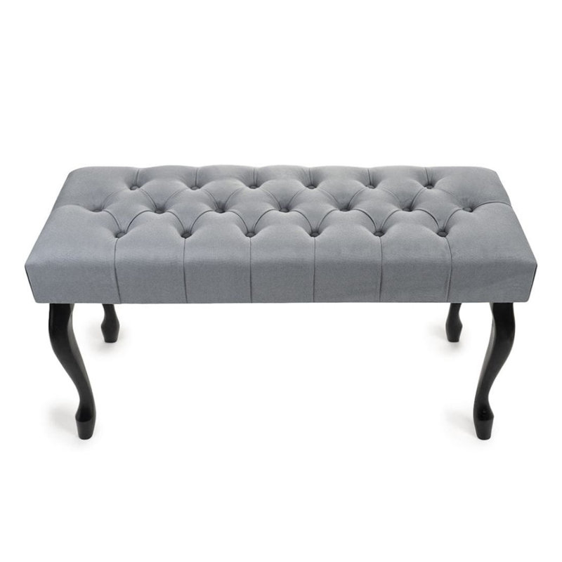 Upholstered Bench, H50 x W100 x D40cm, Grey, Black