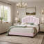 Lit plateforme en tissu de laine avec tête de lit festonnée à DEL, rembourré de lit double capitonné pour les chambres à coucher modernes