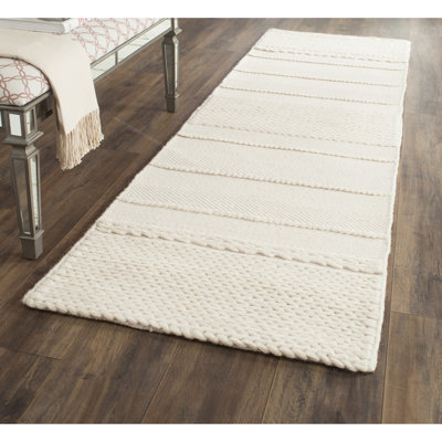 Brookneal Striped Hand-Woven Flatweave Wool/Cotton Natural Area Rug