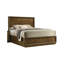 Cadre de lit simple transitionnel avec finition noyer, bois d'hévéa massif, tête de lit haute, décoration en bois embellissement de chambre à coucher, pièce maîtresse-701691613