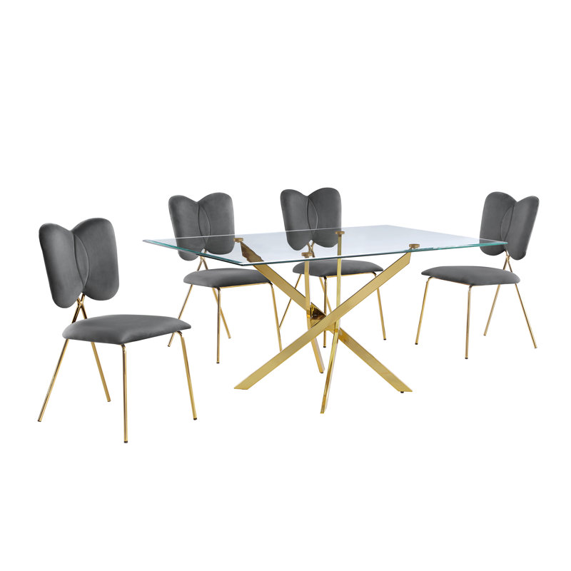 Arieyana 4 - Person Trestle Dining Set, Dark Gray