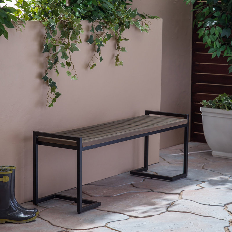 Banc industriel en bois et métal, Gris