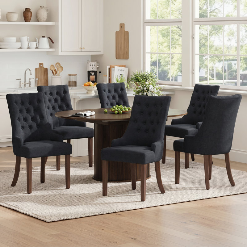 6-Person Dining Table Set, 7 Pieces: Table, 6 Chairs, Black