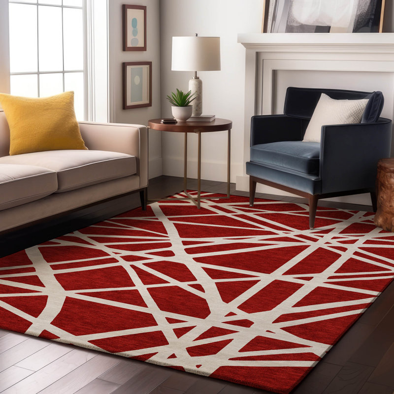 Premium Machine Washable Cossette AMF1040 Geometric Rug, Rectangulaire 3 pi x 5 pi