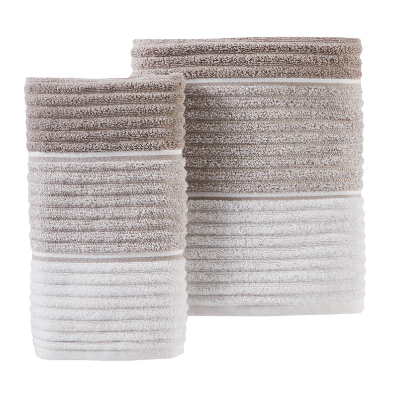 Kerley Cotton Plush Ribbed Bath Towel, Taupe