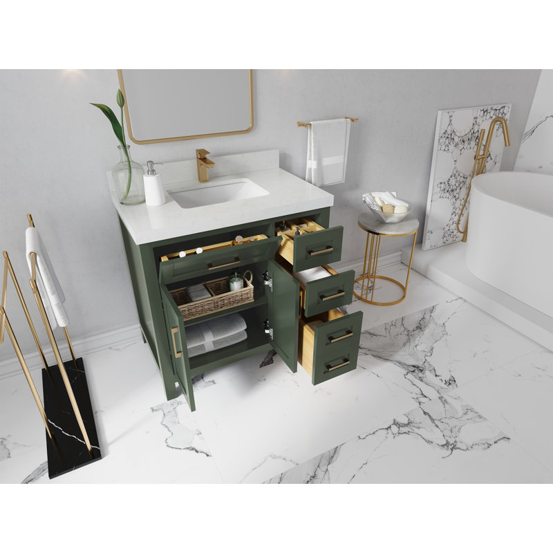 Ensemble de meuble-lavabo double 72 po Flavell, Calacatta Laza, Vert forêt foncé