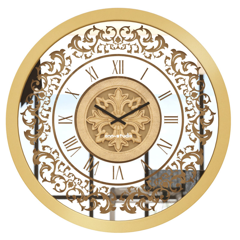 Allyna Manufactured Wood Wall Clock, 60cm H x 60cm W x 7cm D, Gold