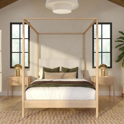 Jacelyn Canopy Bed with Upholstered Headboard,