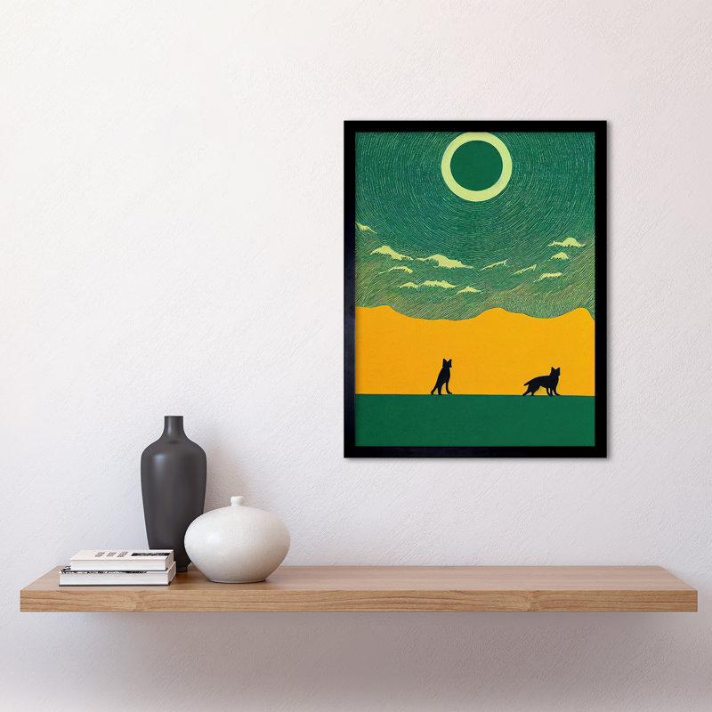 Abstract Wolves Minimalist Surreal Sky - Single Picture Frame Print, 43.7cm H x 33.5cm W x 1.5cm D