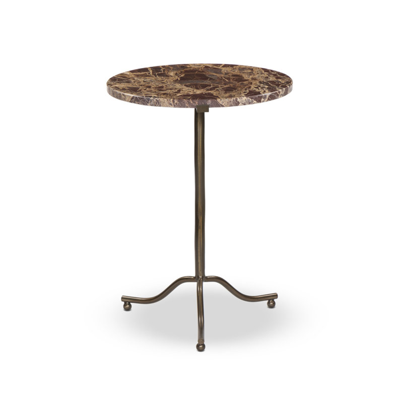 SOPHIE Marble End Table, Brown Top/Brown Base