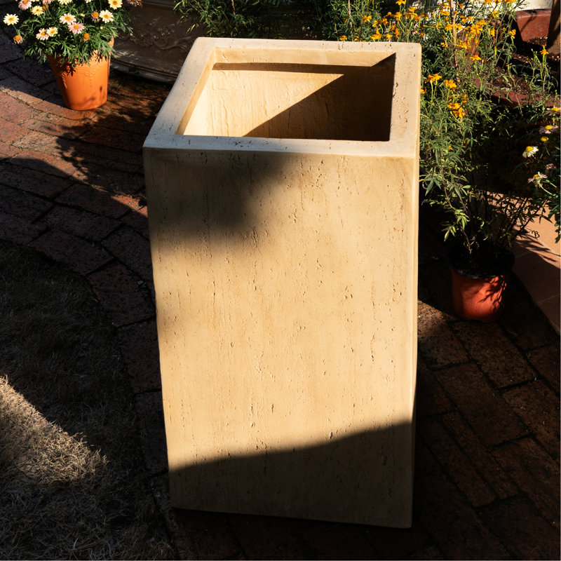 Antique Brown Handmade Planter In Style, 27''H, Magnesium Oxide, 15.5 Inches Wide And Deep, No Assembly Required, Drainage Hole Included Rectangle 27 Tall, 15.5"Wx15.5"Dx19"H, Assembly, Facility