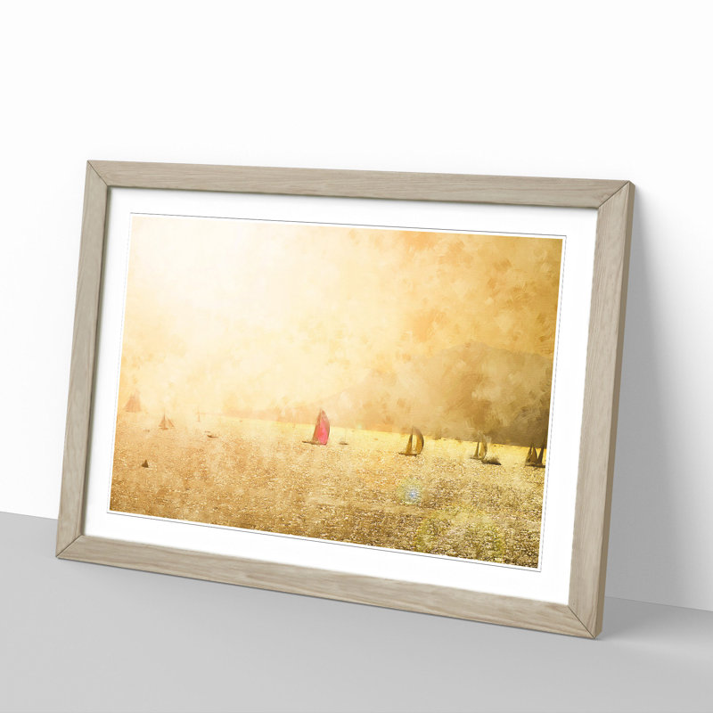 Sailing Boats - Picture Frame Graphic Art, Oak Framed, 36cm H x 48cm W x 2cm D