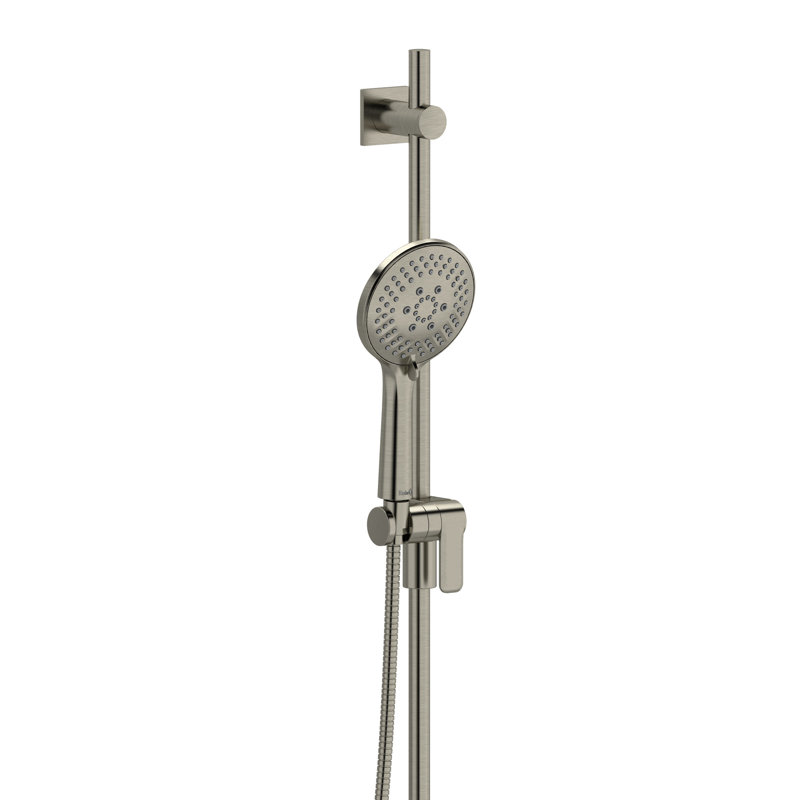 Ensemble de douchette à main Riobel avec barre coulissante 36 po et douchette à 6 fonctions, Nickel brossé, 2.0 GPM