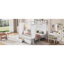 Lit plateforme à baldaquin en métal pour lit grand avec 2 commodes, lit blanc, taille, 2 tiroirs de rangement,
