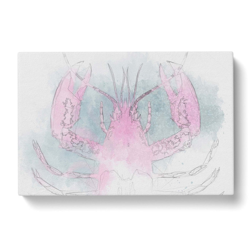 Pink & Duck Egg Blue Lobster Art In Abstract - Wrapped Canvas, 35cm H x 50cm W x 3cm D