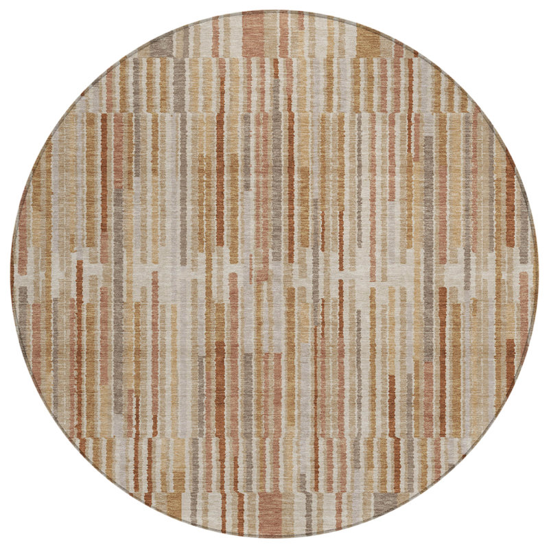 Machine Washable Indoor/Outdoor Xhevrie Terracotta Rug, Round 8'