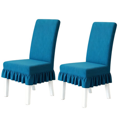 2 housses de chaise de salle à manger 2 pièces, housses extensibles tout-en-un avec jupe, amovibles et lavables, convient pour la maison, les fêtes et les mariages, couleur vert foncé