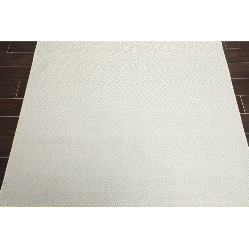 Ivoire en laine tissée à la main Tapis décoratif à chevrons kachayr, Rectangle 8 pi x 10 pi