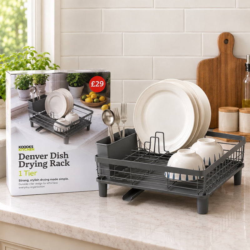 DENVER DISH DRYING RACK 1 TIER GREY